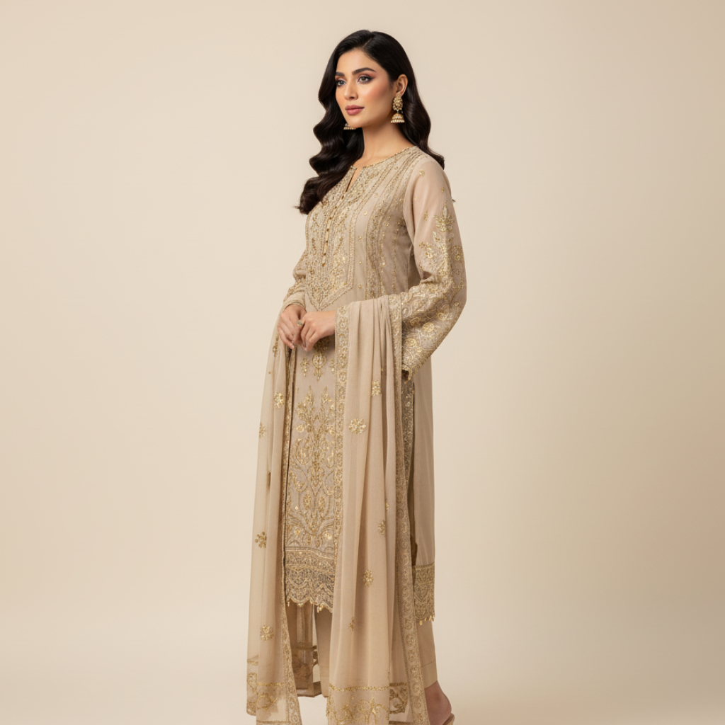 Malabis Exclusive Beige Suit