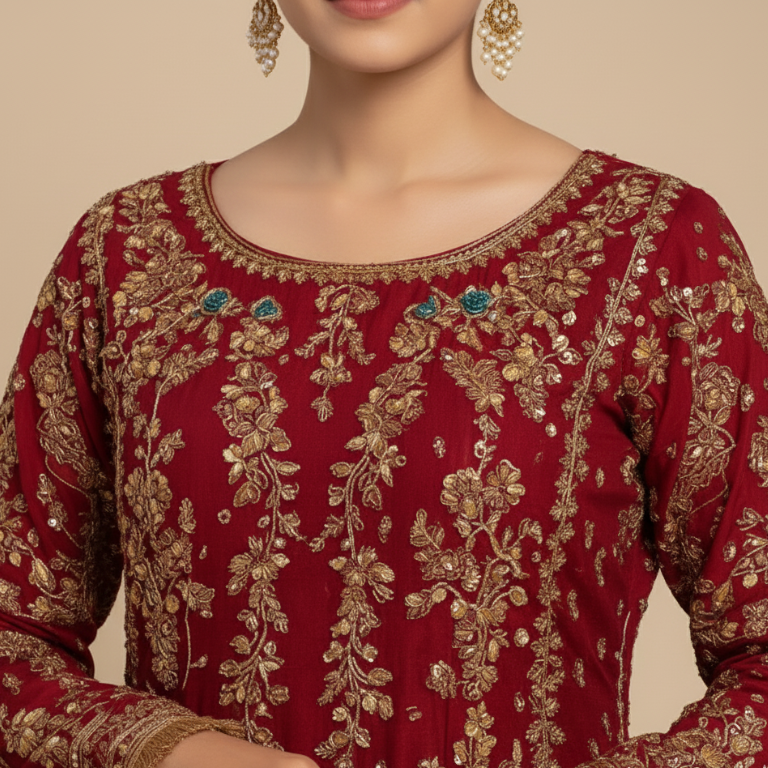 Royal Maroon Embroidered Suit