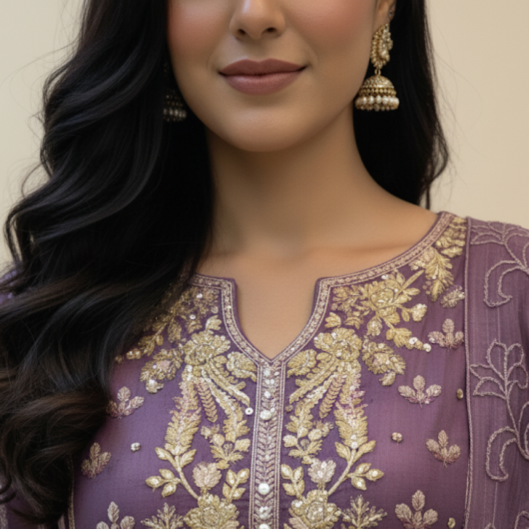 Royal Mauve Embroidered Suit