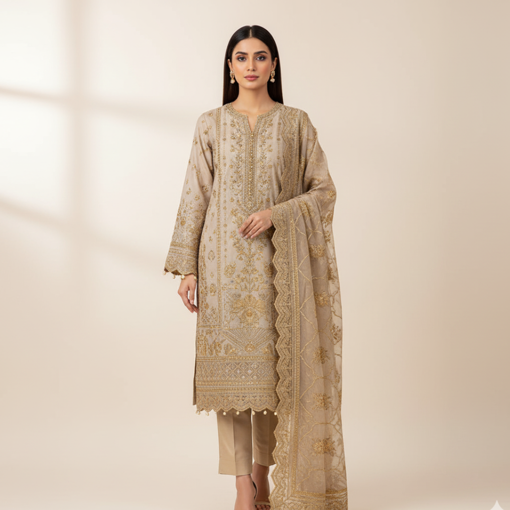 Malabis Exclusive Beige Suit