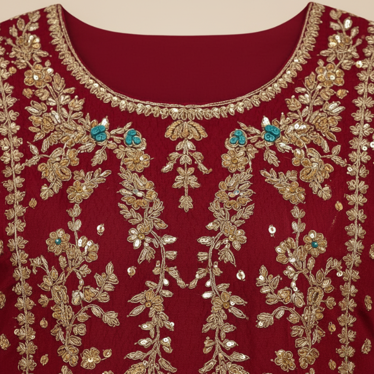Royal Maroon Embroidered Suit