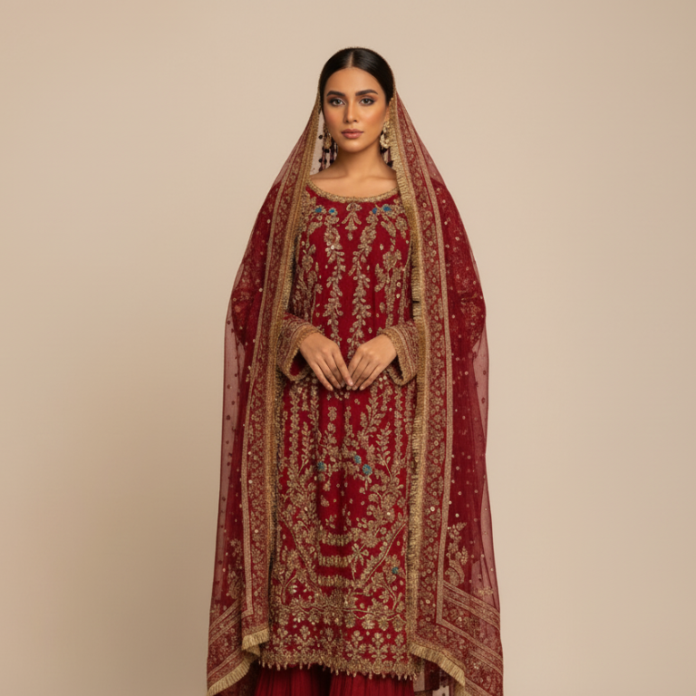 Royal Maroon Embroidered Suit