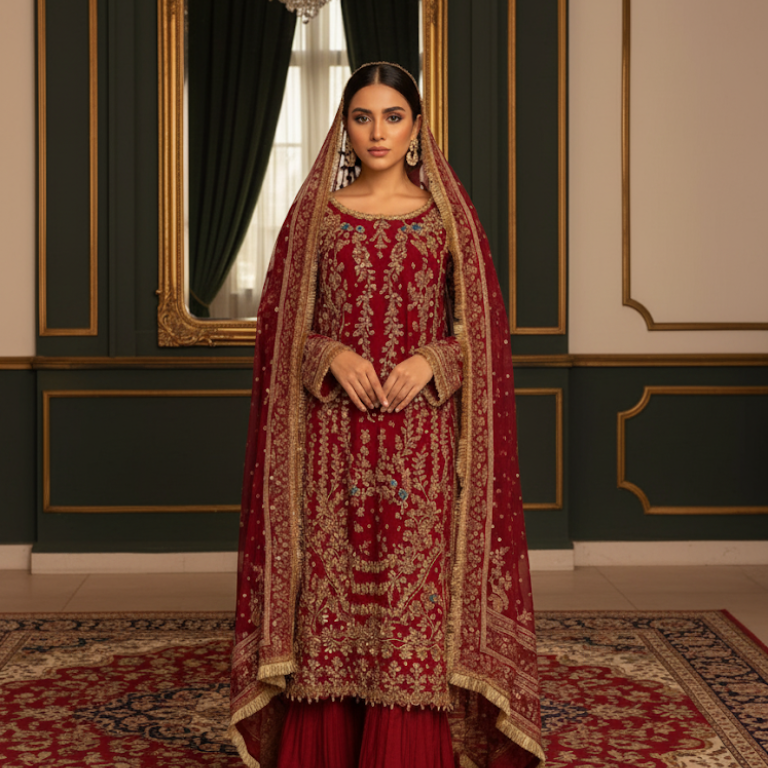 Royal Maroon Embroidered Suit