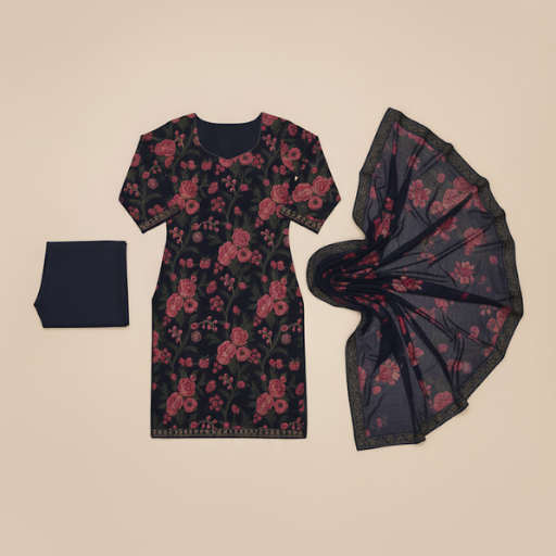 Midnight Bloom Printed Suit