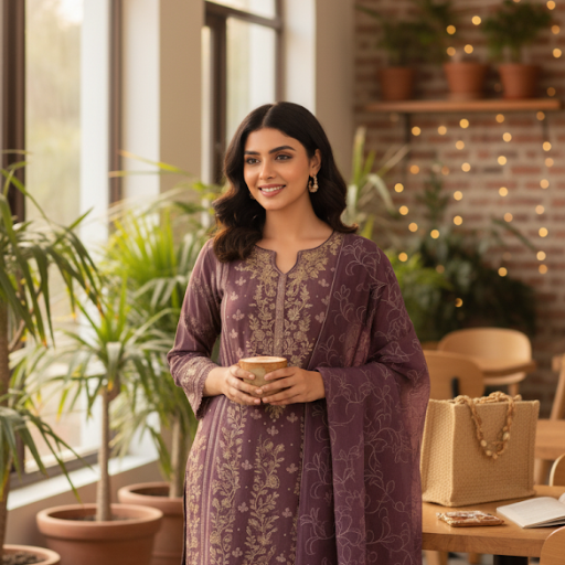 Plum Gold Embroidered Suit