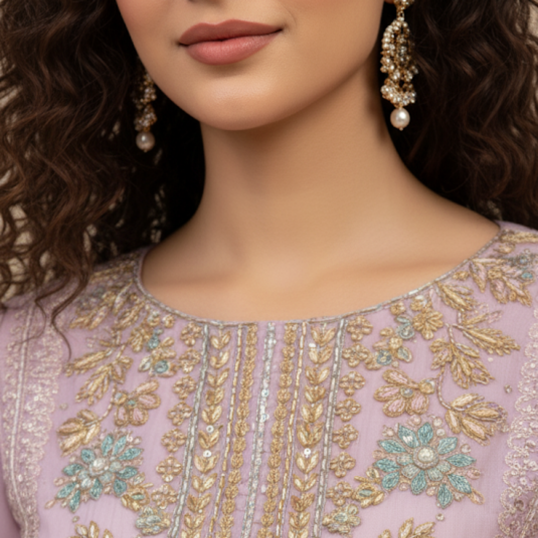 Lilac Grace Embroidered Suit