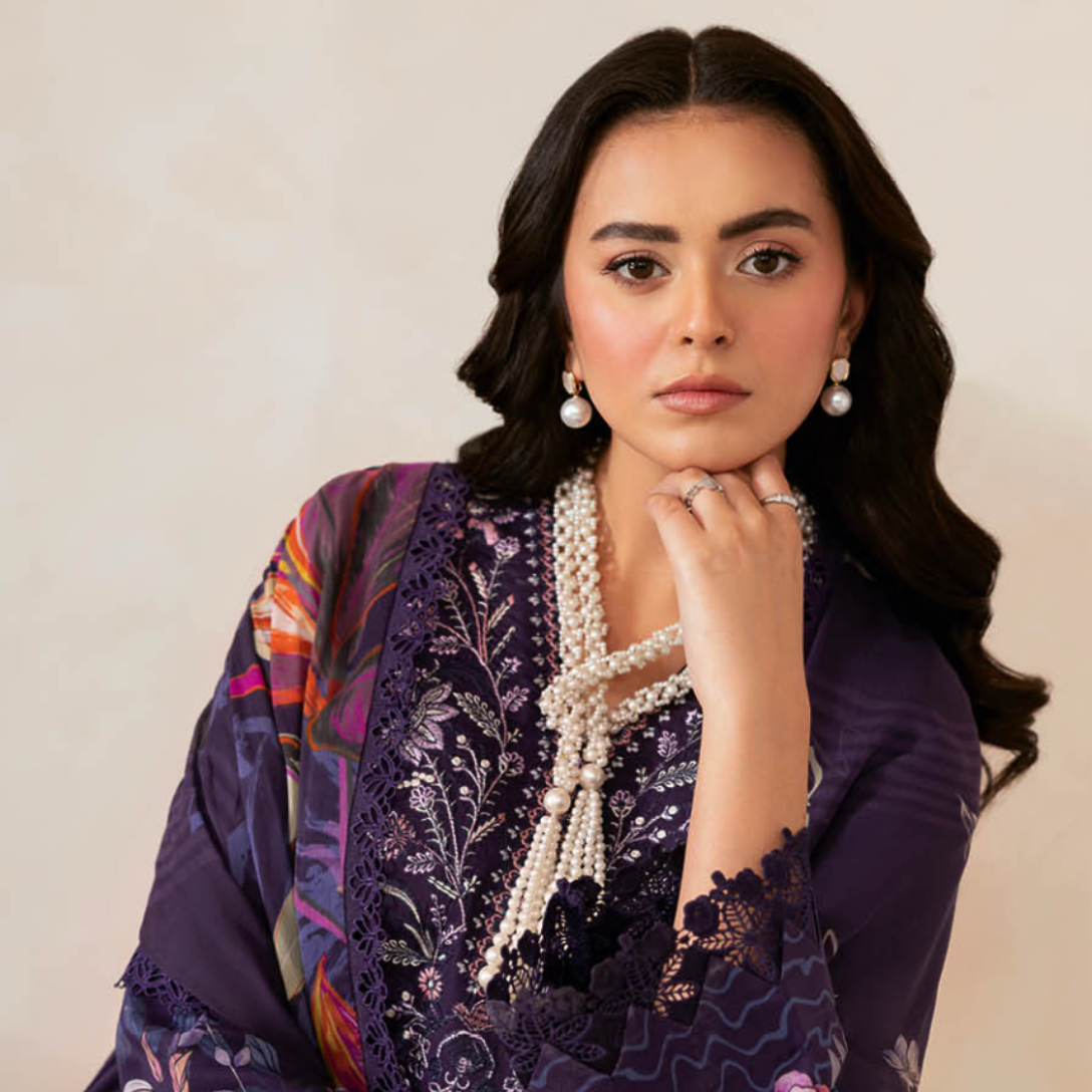 Regal Aubergine Floral Printed Suit Set