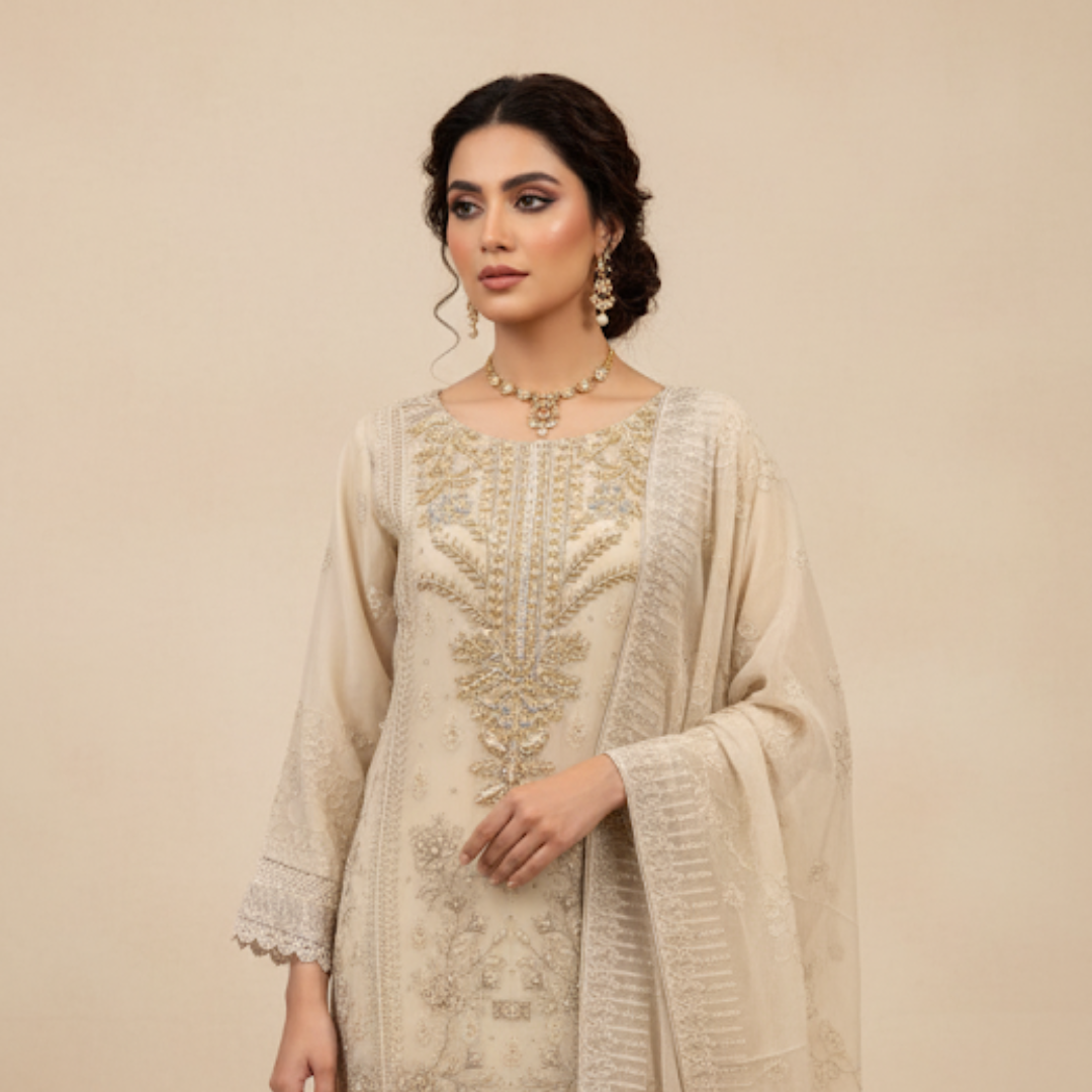 Ivory Elegance Embroidered Suit