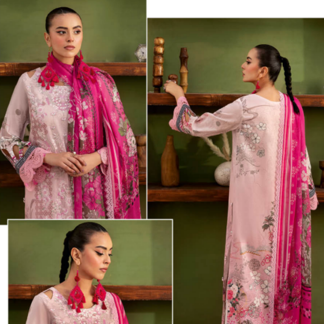 Fuchsia Printed Suit with Designer Cut-Outs