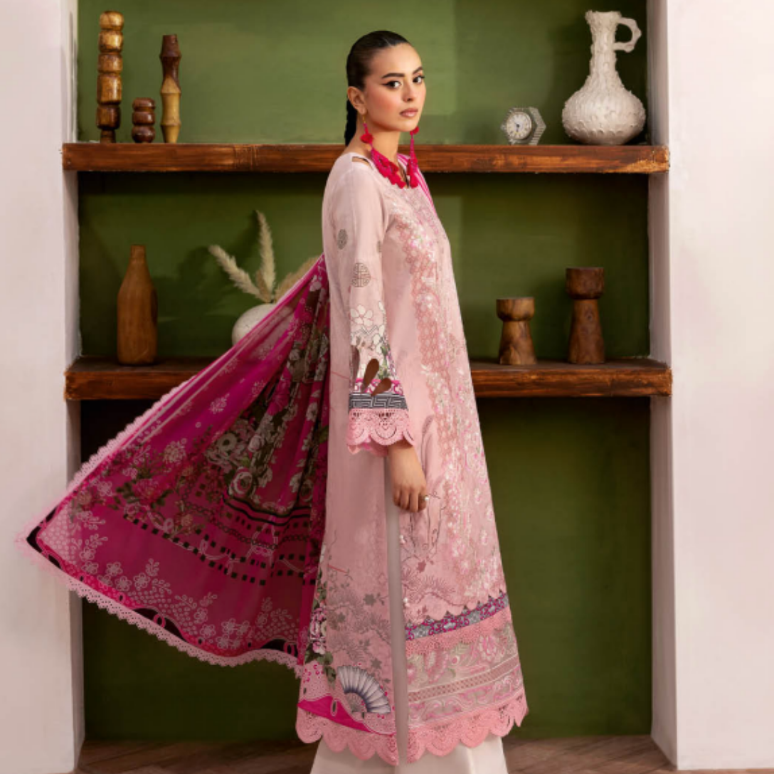 Fuchsia Printed Suit with Designer Cut-Outs