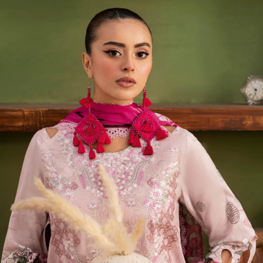 Fuchsia Printed Suit with Designer Cut-Outs