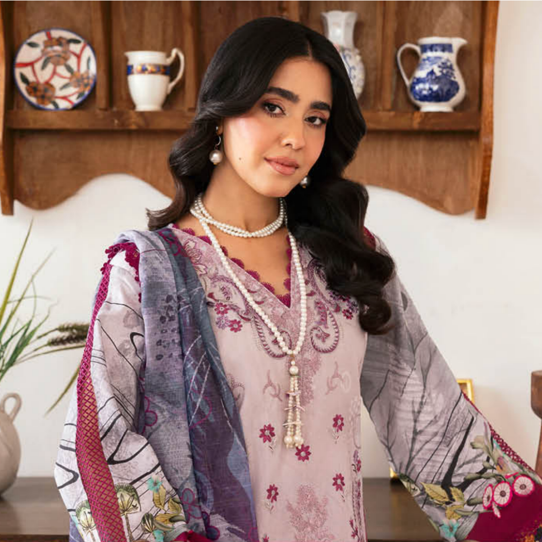 Artistic Mauve and Magenta Embroidered Suit Set