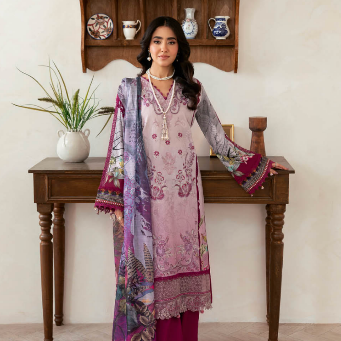 Artistic Mauve and Magenta Embroidered Suit Set