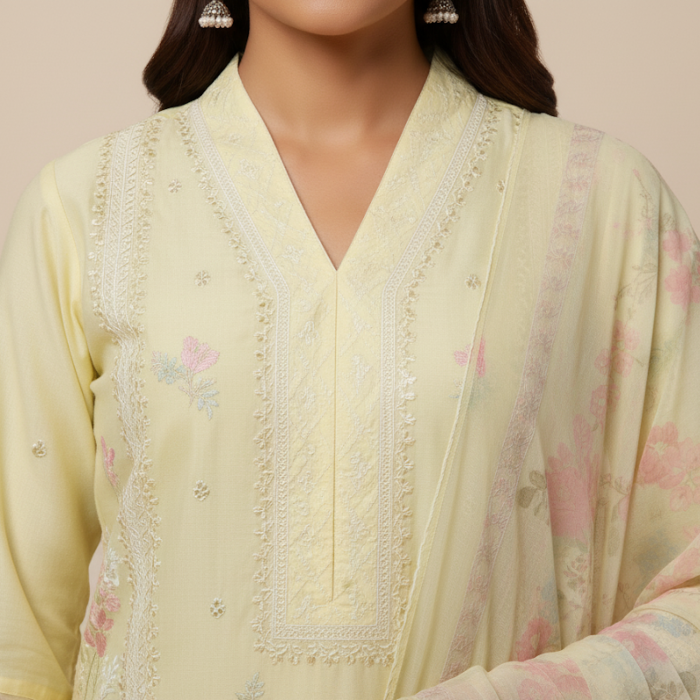 Pastel Bloom Embroidered Suit
