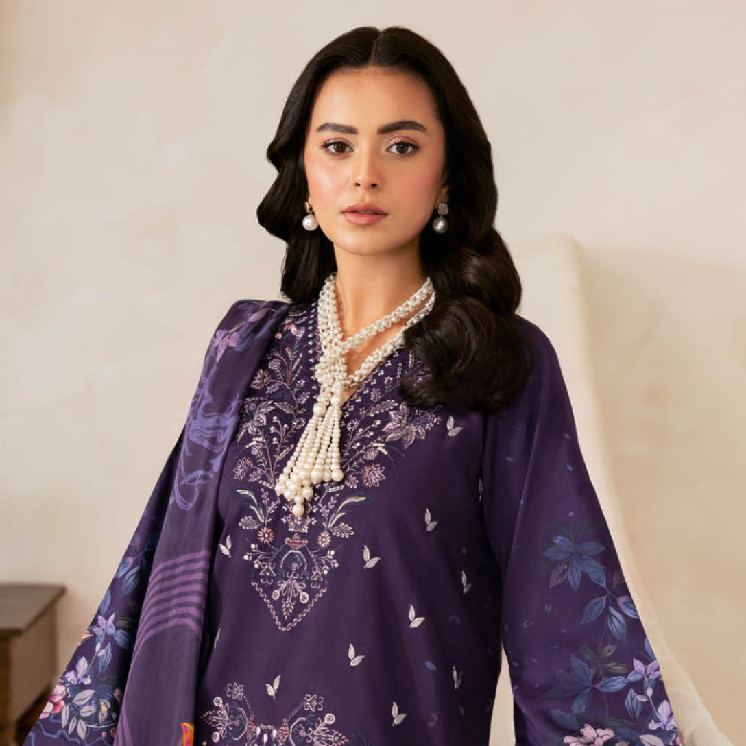 Regal Aubergine Floral Printed Suit Set