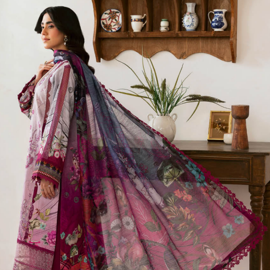 Artistic Mauve and Magenta Embroidered Suit Set
