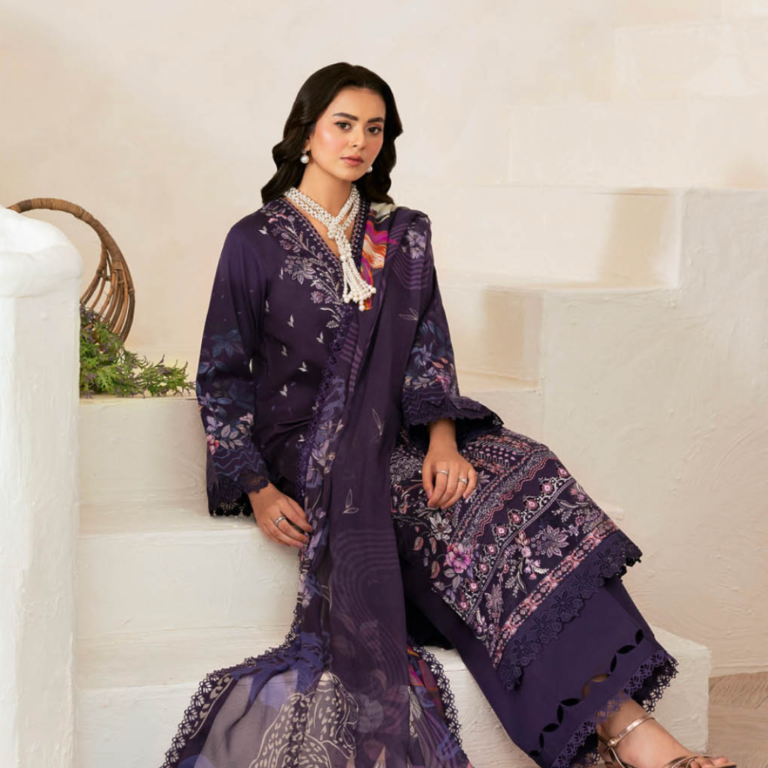 Regal Aubergine Floral Printed Suit Set