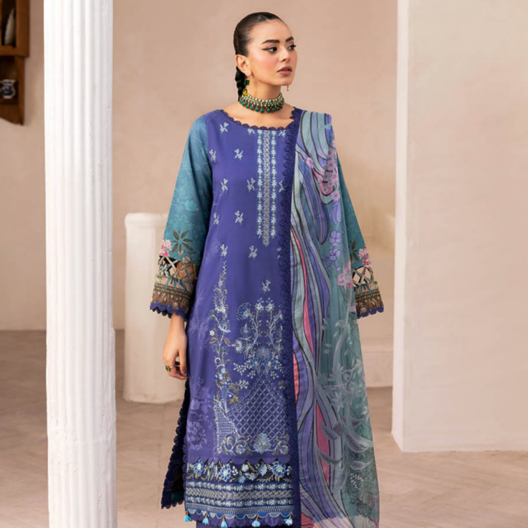 Royal Periwinkle and Teal Embroidered Suit Set