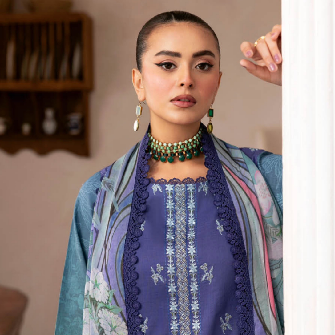 Royal Periwinkle and Teal Embroidered Suit Set