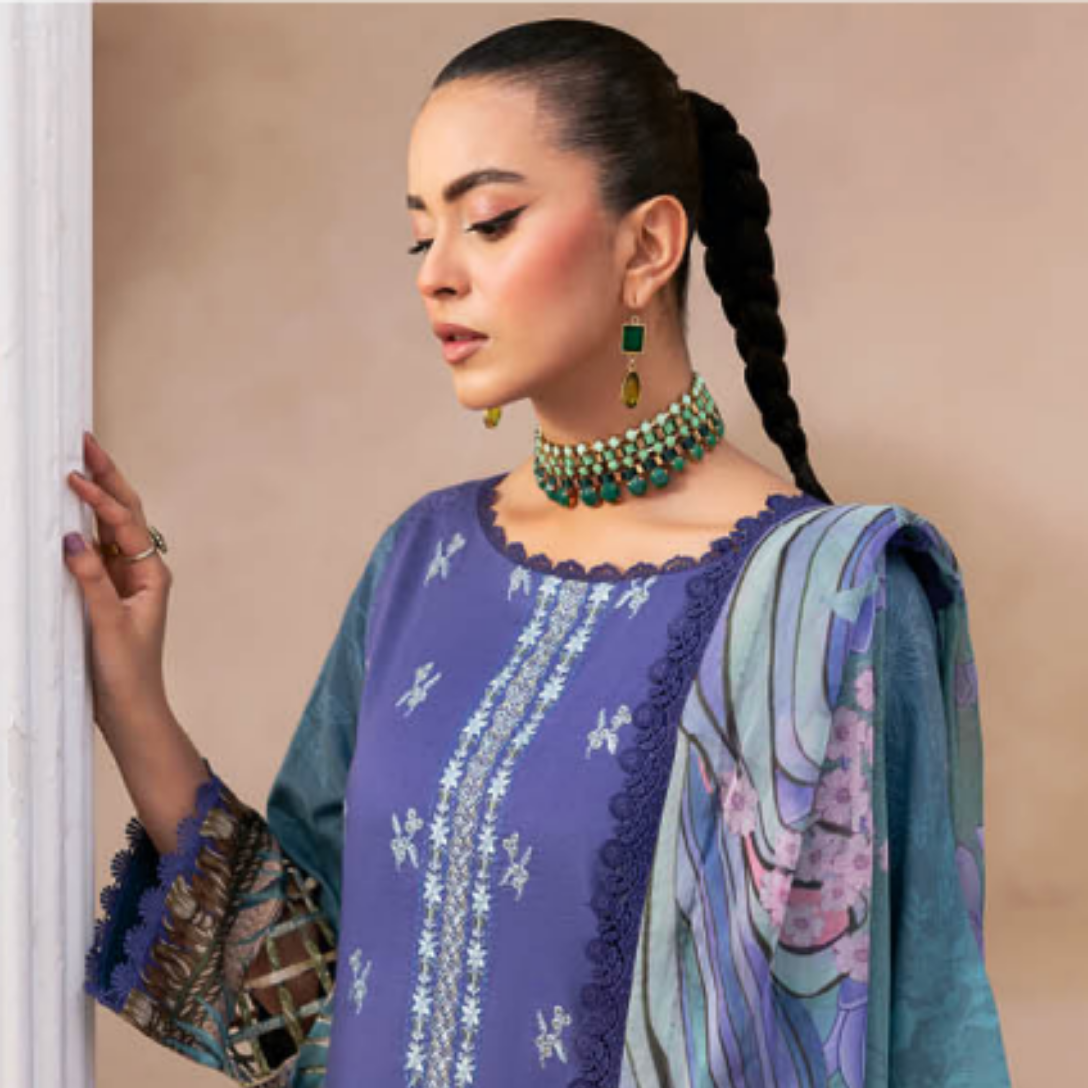 Royal Periwinkle and Teal Embroidered Suit Set