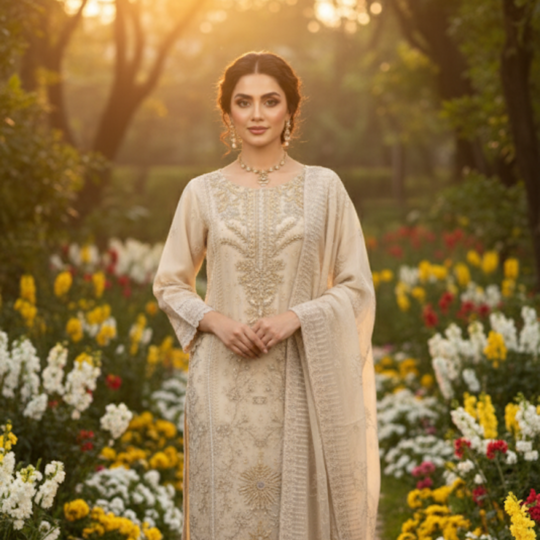Ivory Elegance Embroidered Suit