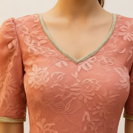 Peach Embroidered Long Gown